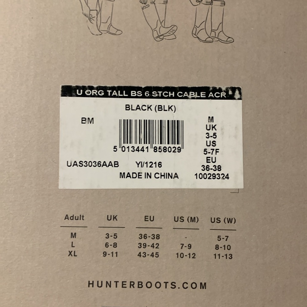 Hunter Nib Black Boot Socks Size Medium - image 3